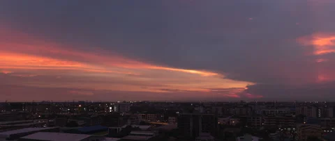Fire sky at Bangkok during sunset. Stock Footage 162173388