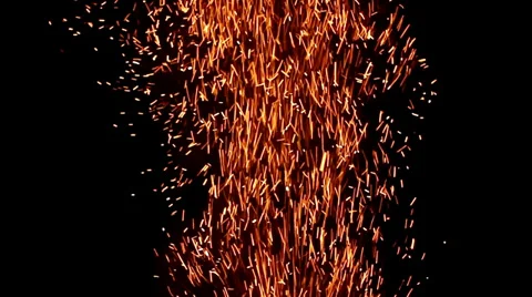 Fire In the sky. Black background. Video stock 35601908