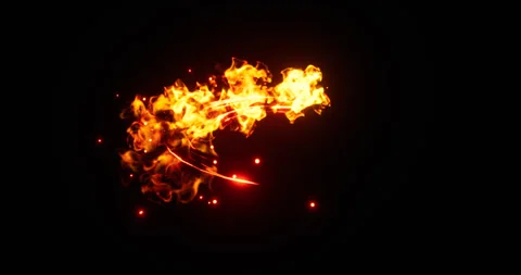 Fire slash effect on black background Stock Footage 317886244