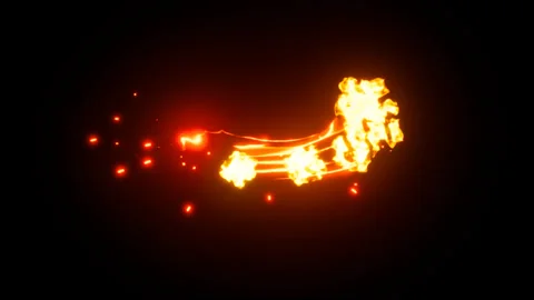 Fire slash effect on black background Stock Footage 318428269