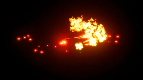 Fire slash effect on black background Stock Footage 318428270