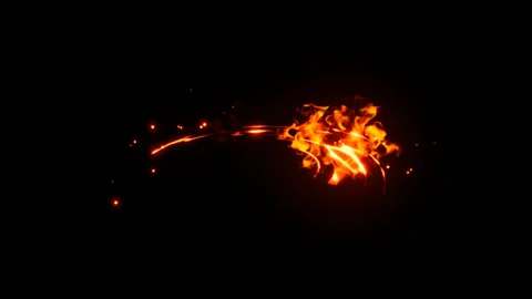 Fire slash effect on black background Stock Footage 318428272