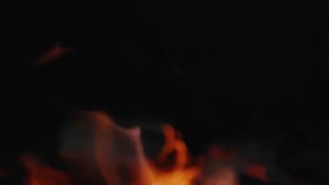 Fire on slow motion burning in night with black background Stock Footage 307909325