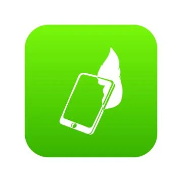 Fire smartphone icon green Illustrazione stock