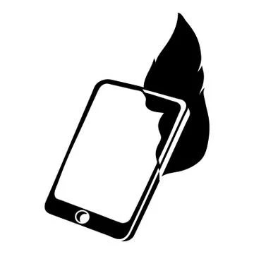 Fire smartphone icon, simple black style Stock Illustration