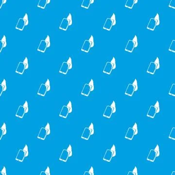 Fire smartphone pattern vector seamless blue Stock Illustration