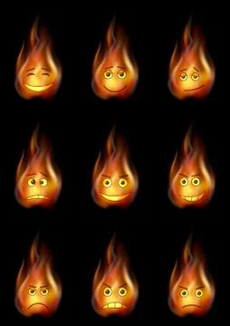 Fire Smileys Set Stock Illustration