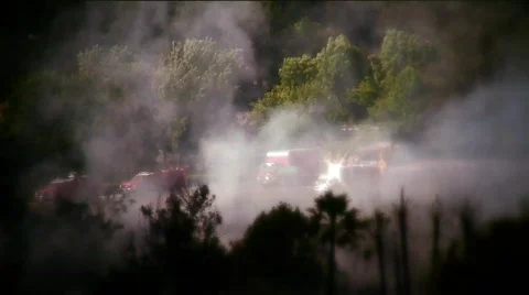 Fire-smoke and firemen Stock Footage 853377