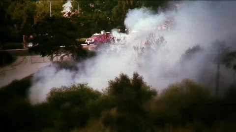 Fire smoke and trucks Stock Footage 853389
