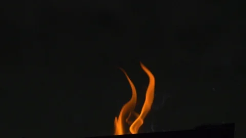 Fire with smoke on a black background Stock Footage 91401871