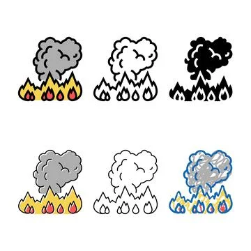 Fire smoke color icon vector stylized Stock Illustration