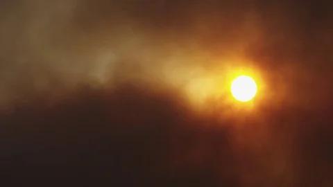 FIre Smoke filled Moon Stock-Footage 82984468