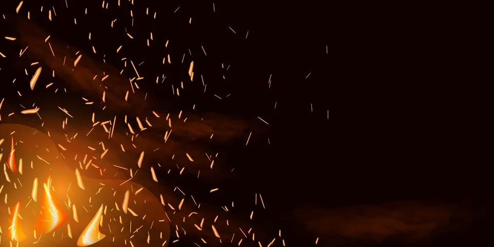 Fire smoke flame effect overlay sparks background Stock-Illustration