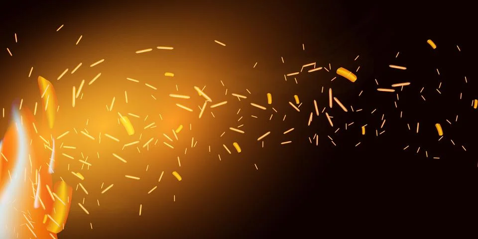Fire smoke flame effect overlay sparks background Stock Illustration