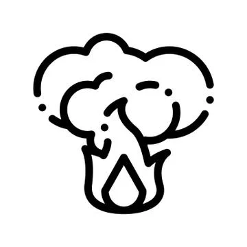 Fire With Smoke Wildfire Vector Thin Line Icon Stock Illustration