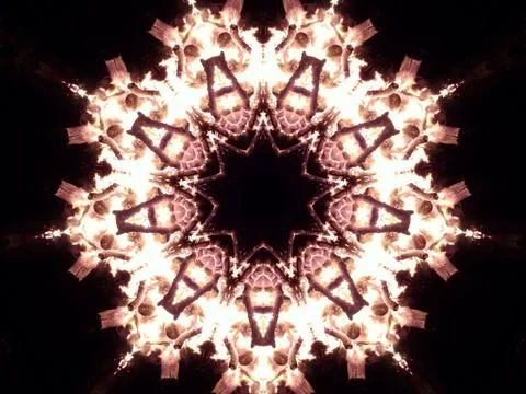 Fire Snowflake Kaleidoscopes Stock Photos