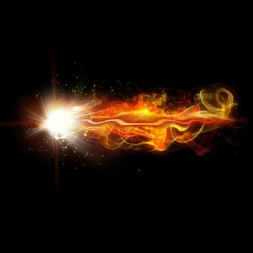 Fire Spark and Flames with Realistic Bright Flash and Glowing Flow of Sparkles Stock Illustration