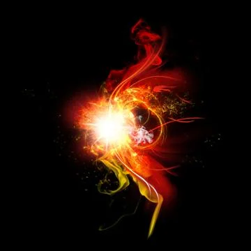 Fire Spark and Flames with Realistic Bright Flash and Glowing Flow of Sparkles Stock Illustration
