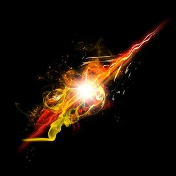Fire Spark and Flames with Realistic Bright Flash and Glowing Flow of Sparkles Stock Illustration