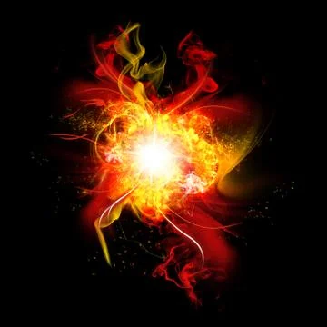 Fire Spark and Flames with Realistic Bright Flash and Glowing Flow of Sparkles Stock Illustration