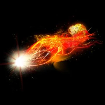 Fire Spark and Flames with Realistic Bright Flash and Glowing Flow of Sparkles Stock Illustration