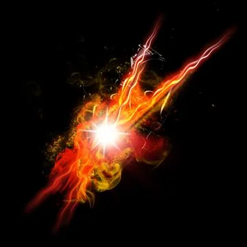 Fire Spark and Flames with Realistic Bright Flash and Glowing Flow of Sparkles Stock Illustration
