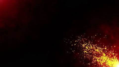 Fire spark and smoke in black background... | Stock Video | Pond5