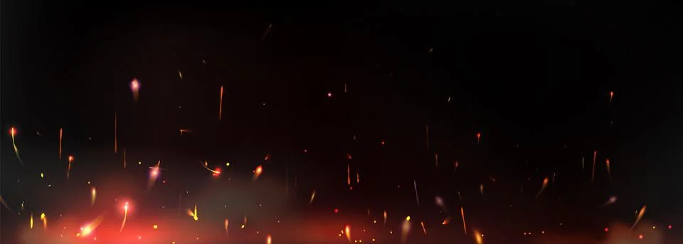 Fire spark background with glowing flame particles Stock Illustration