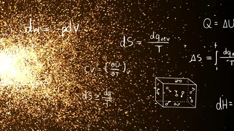 Fire sparking with thermodynamics formula doodle physics engineering education Stock Footage 60073240