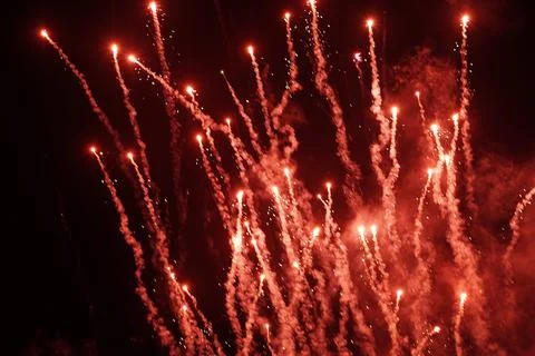 Fire Sparkle In Night Background Stock Photos