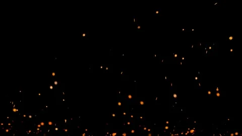 Fire sparkles flying up on dark background Stock Footage 345136861