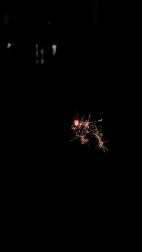 Fire Sparkles At Night, vertical shot Stock Footage 266866221