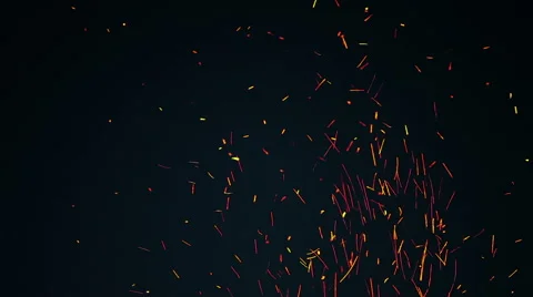 Fire sparks on a black background flies from the bottom up. Stock Footage 64565920