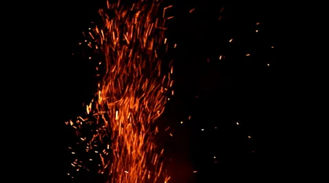 Fire sparks. Black background. Video stock 35602306