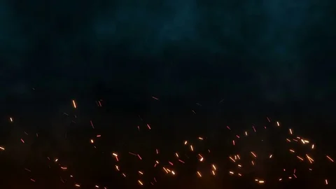 Fire sparks from campfire over dark background Stock Footage 74062589