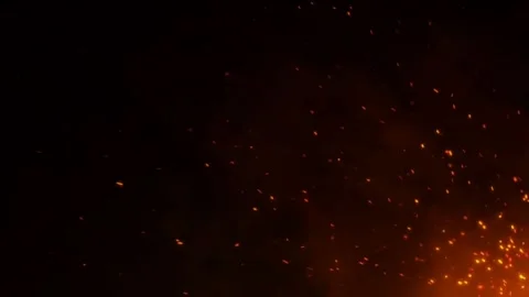 Fire Sparks Corner Bonfire Embers Rising Black Background Overlay 库存影片 274454996