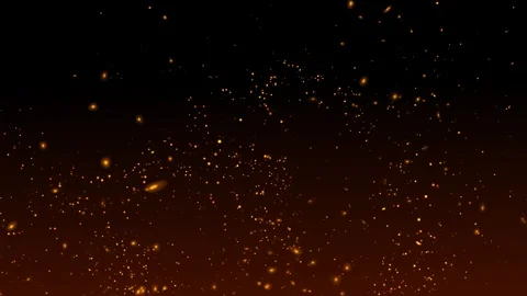 Fire sparks dust flying slowly rising up on black background. Vidéo 336950481