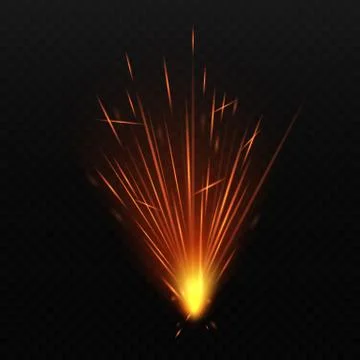 Fire sparks explosion or sparkler light realistic vector illustration isolated. Stock Illustration