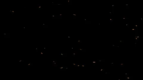 Fire Sparks Flying in the wind in Alpha Channel Stock Footage 70324117