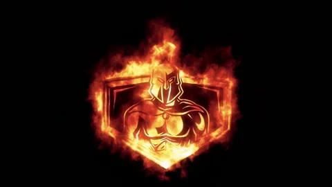 Fire Spartan Warrior Logo Looping Animation Graphic Element V2 Stock Footage 220361933
