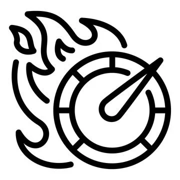 Fire speedometer icon, outline style Stock Illustration
