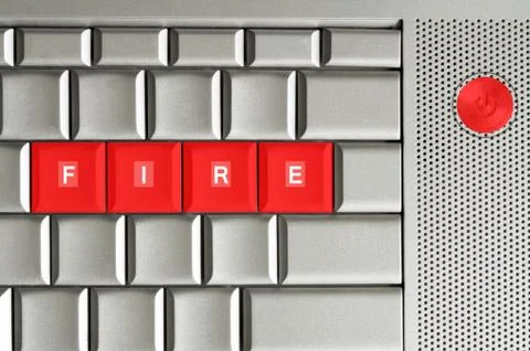 Fire  spelled on keyboard Stock Photos