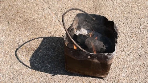 Fire spot at old stove. Video stock 72818664