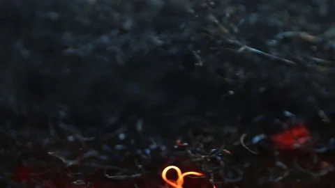 Fire Spreading Through Steel Wool MAC Stock Footage 74539138