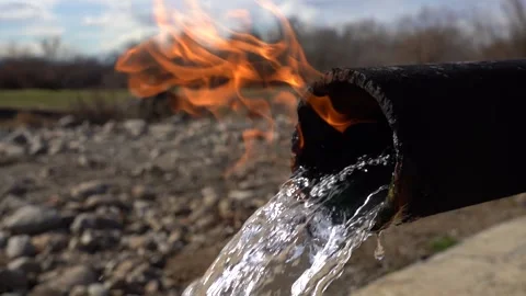 Fire Spring - Burning Water Stock Footage 251579750