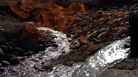 Fire Spring - Burning Water Stock Footage 251579751