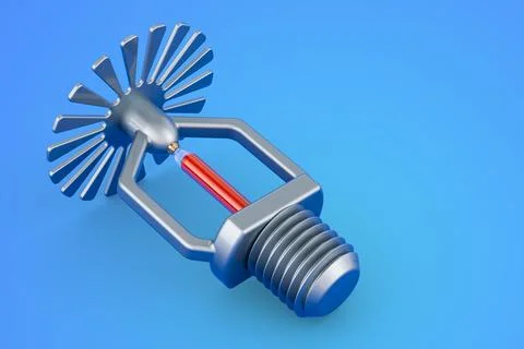 Fire Sprinkler on blue background, 3D rendering Stock Illustration