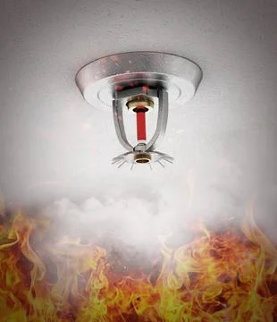 Fire sprinkler on the ceiling. 3D illustration Stock Illustration