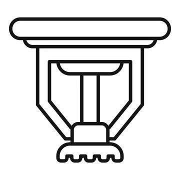 Fire sprinkler hanging from ceiling protecting building from fire Stock Illustration