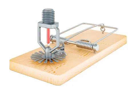 Fire Sprinkler inside mousetrap. 3D rendering Stock Illustration